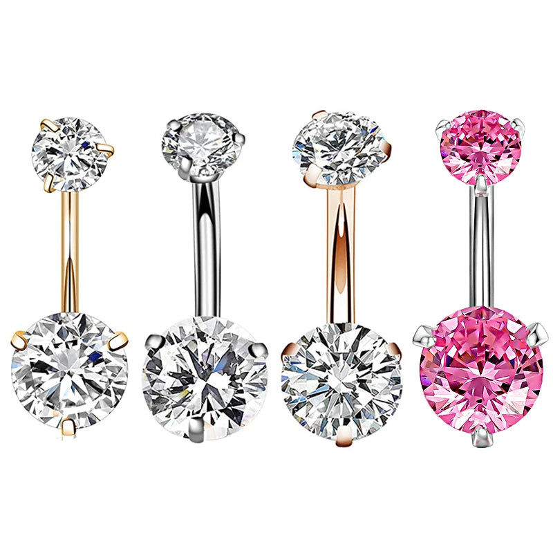 14G Stainless Steel Body Piercing Zircon Inner Threadless Navel Ring Surgical Steel Belly Button Rings for Women Girls Wedding