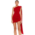 Custom Performance Solid One Shoulder Mini Dress for Ladies Eco-Friendly Washable Strapless Asymmetric Party Dress for Girls