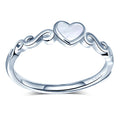 Designer Luxury Retro 925 Silver Rings Natural White Mother-of-Pearl Love Heart-shaped for Wedding Engagement Party Anniversary