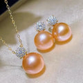 JW118 9-10mm  DIY Natural Real Freshwater Pearl Set Charm  Accessories 925 Sterling Silver  Gold Plated Jewelry Set for Women
