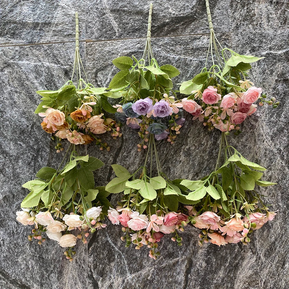 Hot Sale 10 Heads Artificial Silk Rose Bouquet for Wedding Bridal Valentine's Day & Graduation Home Decor