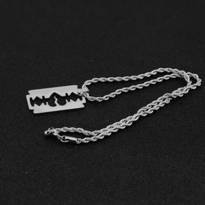 New Kpop Titanium Steel Blade Pendant Trendy Necklace for Men Women Jewelry Necklace