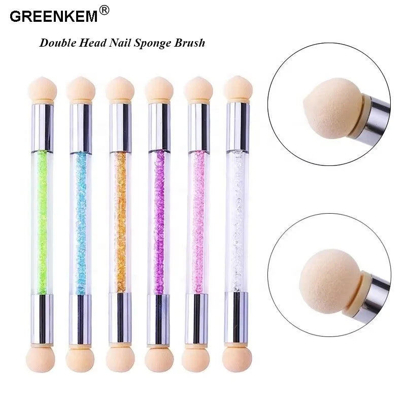 1Pc Double-ended Gradient Painting Tool Shading Pen Sponge Head Rhinestone Diamond Sponge Nail Brush