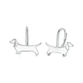 Animal Silver Jewelry Collection Cute Dachshund Ear Huggie Clips Girls 925 Sterling Silver Platinum Dog Hoop Earrings