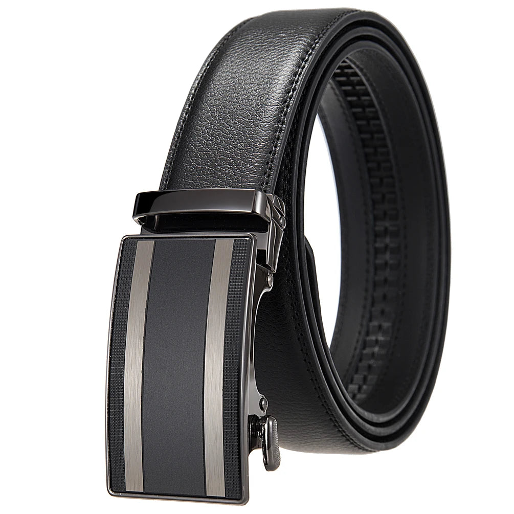 LY36-25629-1 Factory Custom Men's Automatic Buckle Second Layer Cow Leather Belts for Man Wholesale Price Ratchet Male