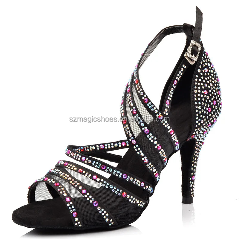 Wedopus Ankle Rhinestone Dance Shoe Low Heel