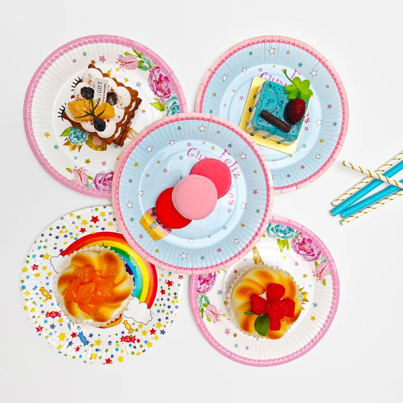 New Design Custom Biodegradable Compostable Disposable Paper Plates for Party Snacks-Floral Tableware