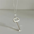 Chunky Key Pendant Necklace 925 Sterling Silver Minimalist Statement Jewelry for Women Bold Geometric Key Charm Necklace Gift