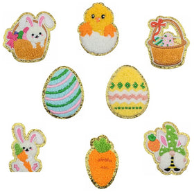 Easter Glitter Chenille Handmade Embroidery Iron on Patch Easter Egg Bunny Patch