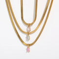 G338 Stainless Steel Statement Jewelry Flat Snake Chain Choker Collar Dainty Bling Rhinestone Crystal Necklace for Women