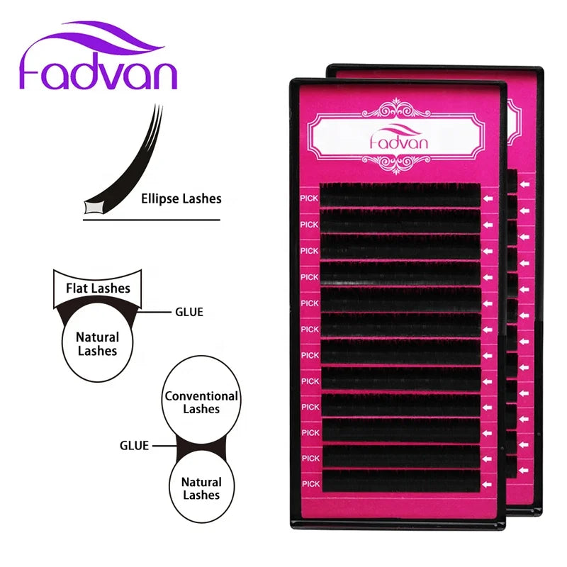 New Matte Flat Eyelash Extensions Wholesale Individual Mink Softer Eyelashes Supplies Ellipse Cashmere Lash Split Tips Volume