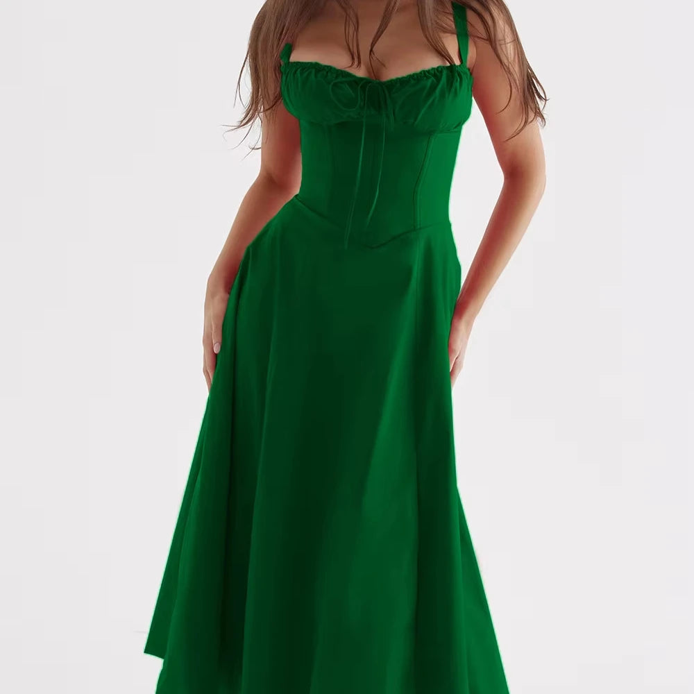 Fashion Trendy Solid Color a Line Elegant Backless Daily Casual Womens Dress