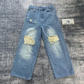 DENIMGUYS Custom Acid Wash Vintage Men's Distressing  Baggy Denim Pants Jeans Wide Leg Loose Jeans for Men
