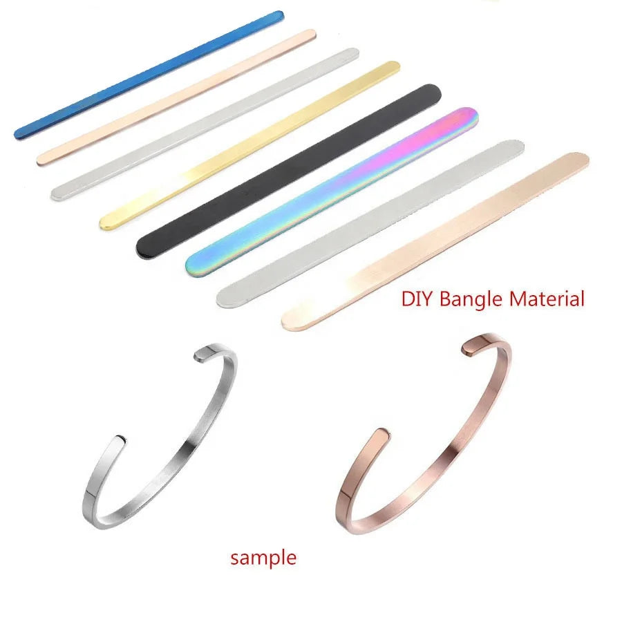 GT 2022 Factory Price DIY Alphanumeric Unisex Simple Stainless Steel Opening Cuff Bangle Bracelet for Lovers Plain Rod Bracelet