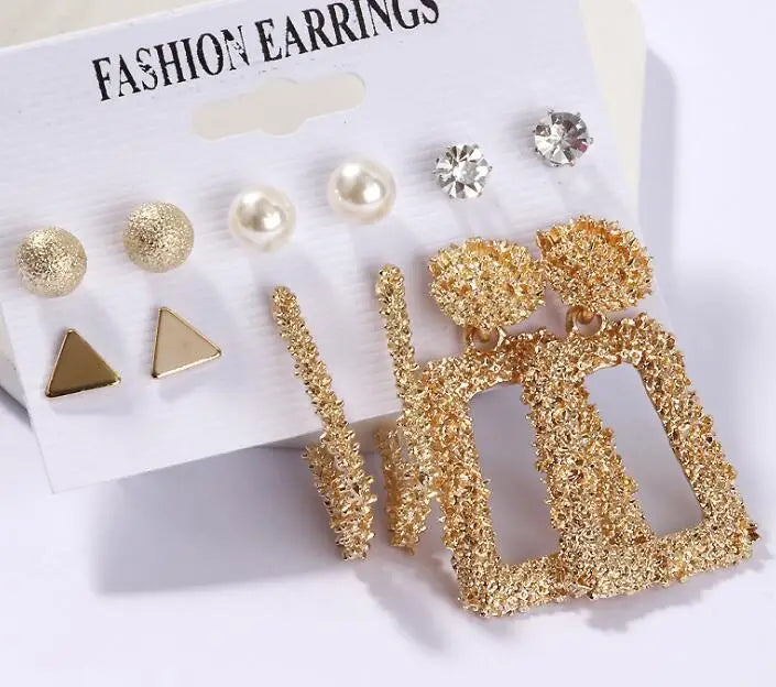 2025 Crystal Trendy Gold Plated Hoop Earrings with Pendants Hoop Earrings Setfashion Earring Sets for Women Jewelry