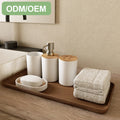 Bamboo 6-Piece Bathroom Accessory Set for Home Washing