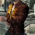 Men's Full-Printed Floral Long Sleeve Work Shirts Wrinkle-Free and Pro Club Plus Sizes for New Arrival