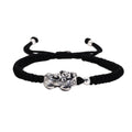 Sterling Silver 999 Pixiu Rope Braided Bracelet for Men and Women Vintage Adjustable Size Buddha Amulet Bracelet