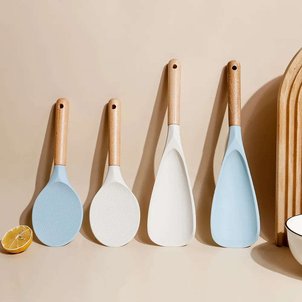 Wholesale Rice Spoons Scoop Cooking Kitchen Spatula Set Silicone Restaurant Utensils Spatula