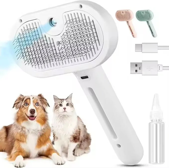 New Pet Steam Brush 3 in 1 Steamy Pet Hair Removal Comb Bath Brush Self Cleaning  Hair Removal Cat Dog Grooming Brush  Products