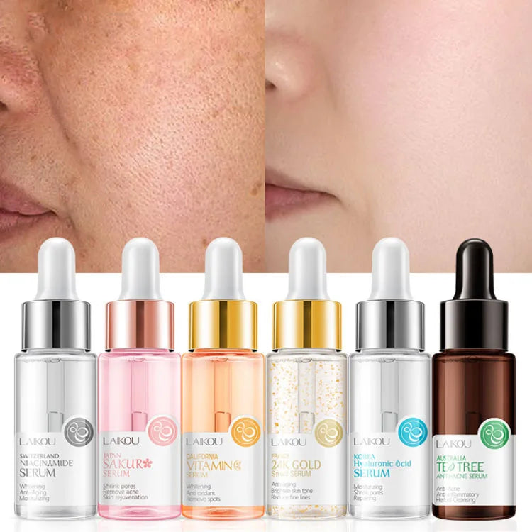 LAIKOU Japan Sakura Essence Anti-Aging Hyaluronic Acid 24K Gold Whitening Vitamin C Anti Wrinkle Face Serum