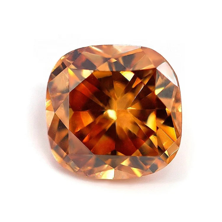 Factory Prices DVVS champagne Color Cushion Cut 0.06ct-6ct 1pcs Synthetic Loose Fancy Moissanite Diamond