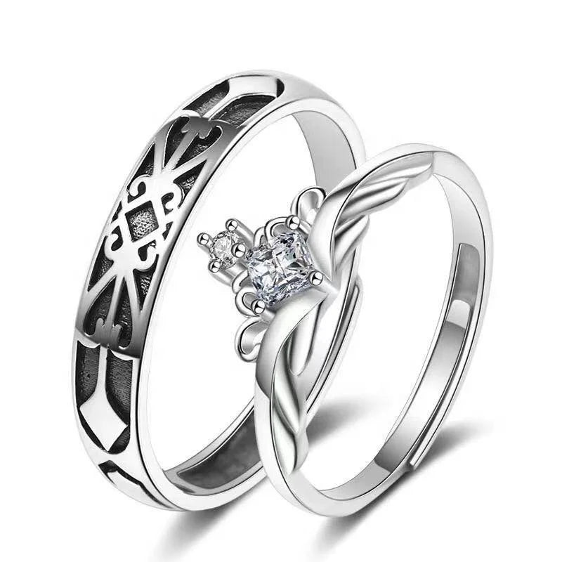 Prince and Knight Design Couple Rings in Sterling Silver 925 Fine Jewelry for Lovers