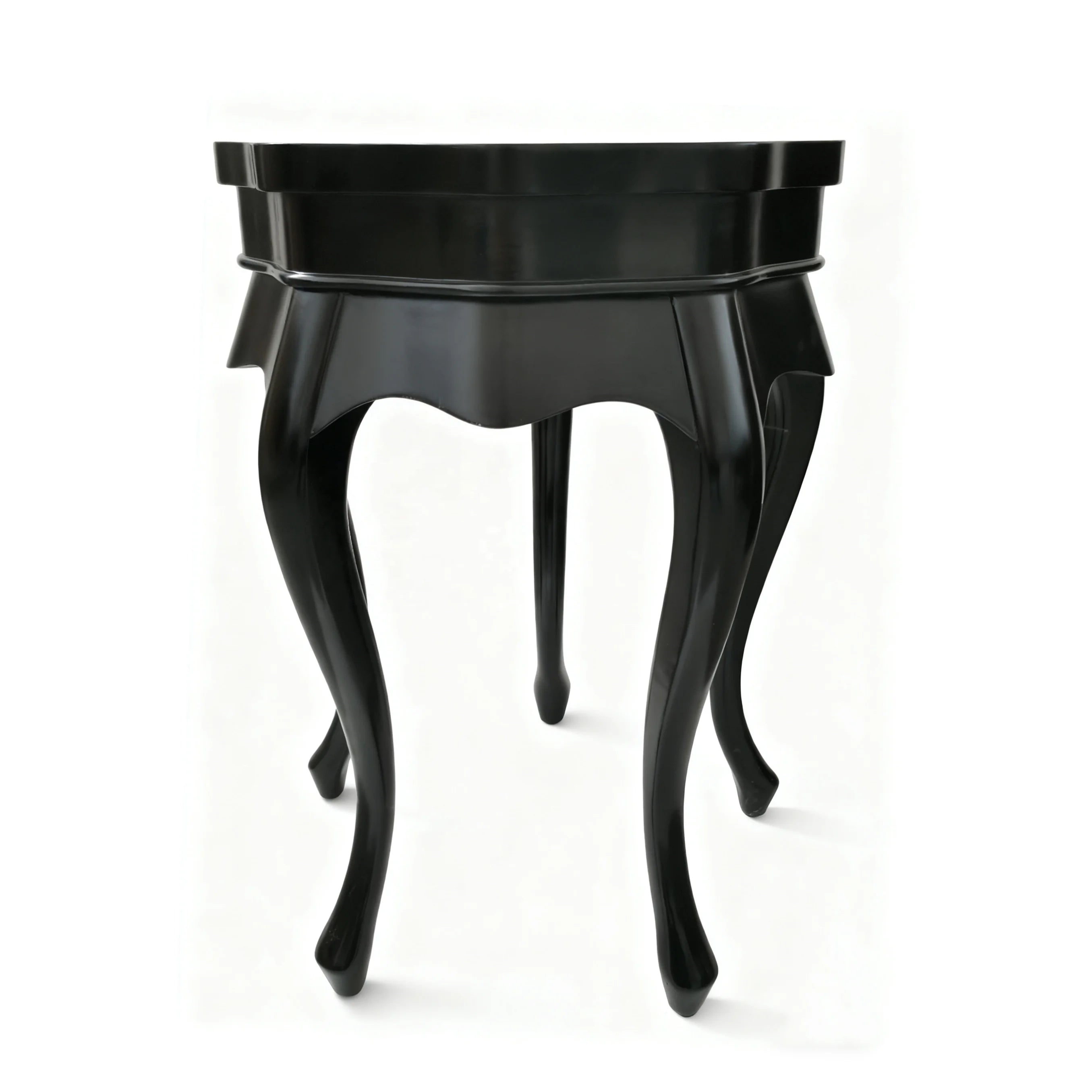 Neoclassical Elegant Curved Leg Round End Table