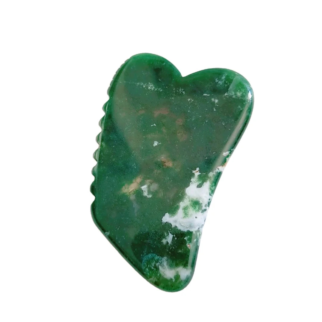 Huiying Direct Factory Massage Tool Moss Agate Jagged square Shape Gem Guasha Stone
