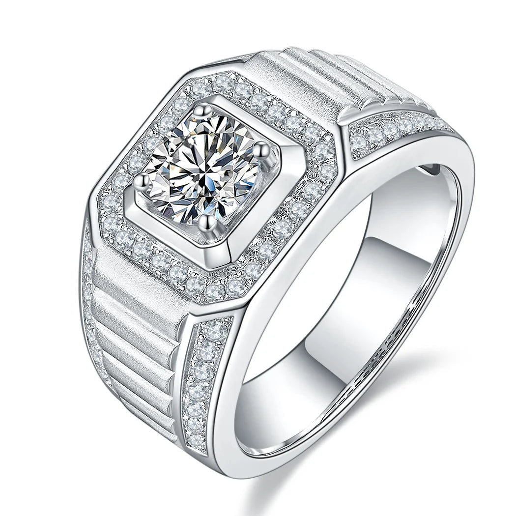 New Hip Hop VVS Moissanite Men Ring 925 Silver for Men Diamond Moissanite Engagement Ring