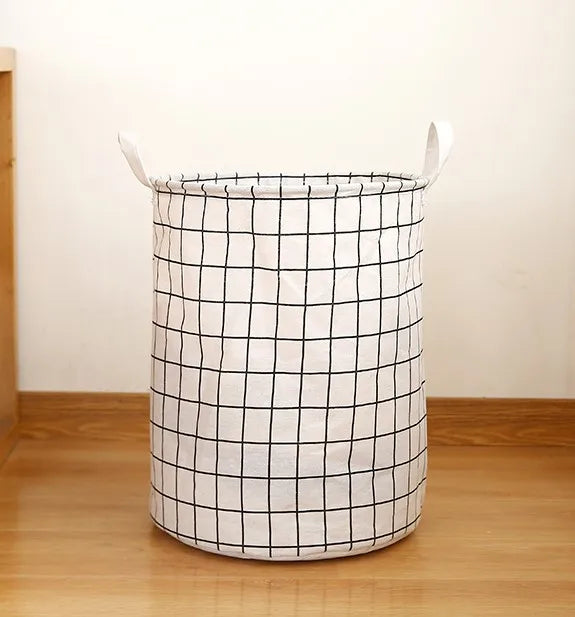 Large Capacity Household Fabric Folding Round Cotton Linen Clothing Pants Storage Basket