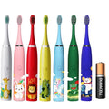 Children's Cartoon Toothbrush With Battery Soft Brush Kids Sonic Electric Toothbrush 3-15 Years Old 6pcs Replacement Heads OEM