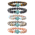 Wholesale Fashion Jewelry Turquoise Sea Turtle Charm Natural Stones Beaded Strand Bracelet for Anniversary Occasion Men Women