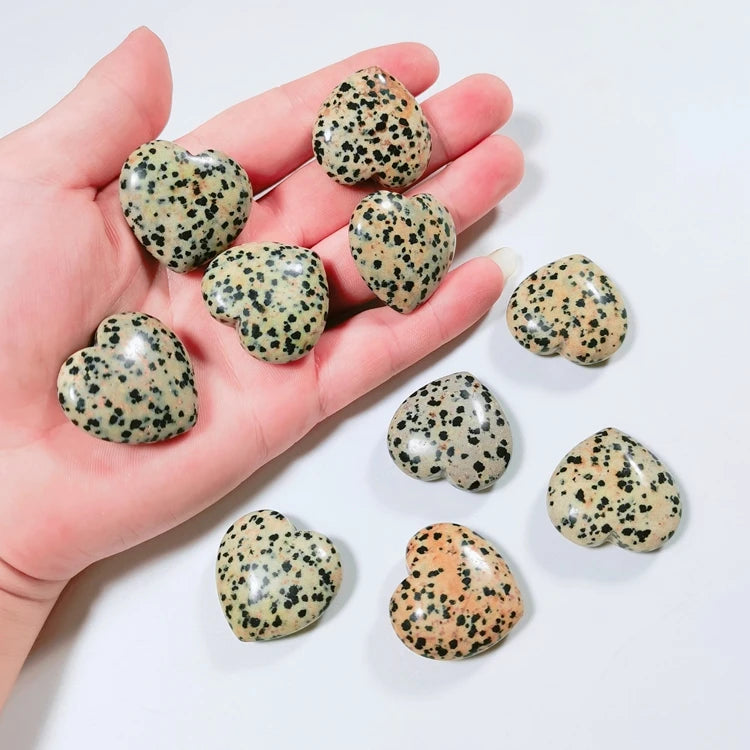Huiying Wholesale Best Quality Crystal Puffy Dalmatian Jasper Heart Wholesale Crafts