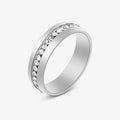 Classic Diamond-Encrusted Silver/Gold Plated Stainless Steel Ring Korean Version for Jewelry Collection Encased in Row Diamonds