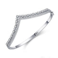 Fashion Trend V-shaped Crown Cuff Bracelets Bangles 925 Sterling Silver Pave CZ Iced Out Crystal Bangles for Women Girls Gift