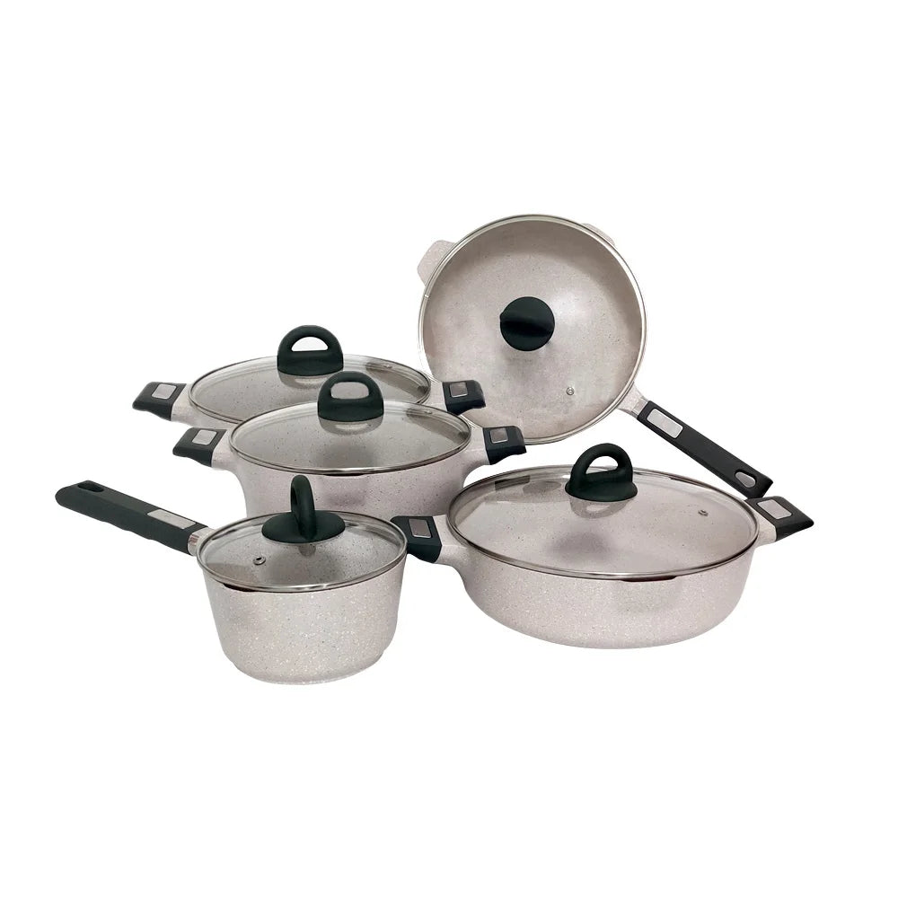 Multifunctional Maifan Stone Nonstick Pan Set for Home Use Aluminium Cooking Pot Set Non Stick Cookware Set