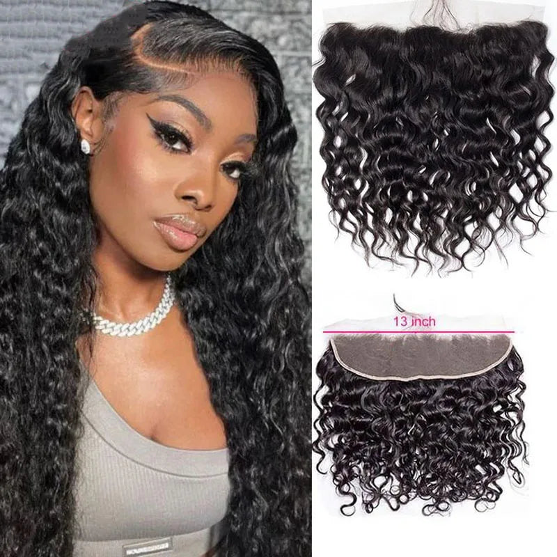 Wholesale Glueless Ear to Ear 13*4 Lace Closure Pre-Cut Plucked 13x4/13x6 Water Wave Curly Wave Straight HD Front Human Hair