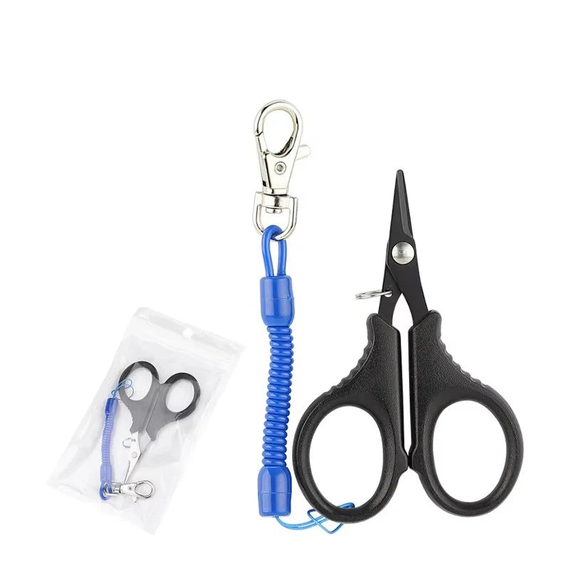 Titanium Coating Fishing Scissors for Cutting Braided Fishing Line Arrives with Coiled Lanyard