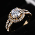 Fashion Shiny Gold Color Alloy Women Jewelry Gift Engagement Wedding 2 Rows Cubic Zircon Finger Ring for Bridal
