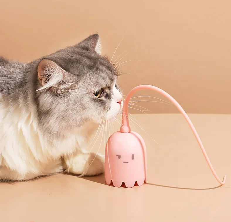 OEM Wholesale Eco-Friendly Silicone Cartoon Electronic Moving Mice Tail Interactive Modern Cat Toys Pink/Green Indoor Use