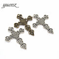 YuenZ Antique Silver Color Cross Charms Plated Pendants Jewelry Making DIY Handmade Craft 67*49mm T09