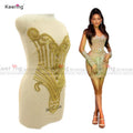 Newest Custom Handmade Gold Dress Crystal Bodice Panel Full Length Rhinestone Appliques for Dress Garment WDP-398