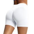 White Seamless Three-step Waist Gym Shorts Women's High WaistScrunch Butt Lift Gym Shorts Skinny Quick-drying Yoga Shorts