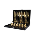 Wholesale Luxury Golden Flatware Set Stainless Steel 24pcs Cutlery Set with Wooden Case