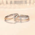 Luxury Trendy Exquisite Sweet Lover Knot Wedding Ring Color Heart Open Adjustable Diamond Couple Ring Engagement Gift