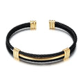 Stainless Steel Weave Wire Bracelet 18K Gold Double Color Fashion Jewelry Women Open Cuff Bangle Bracelet