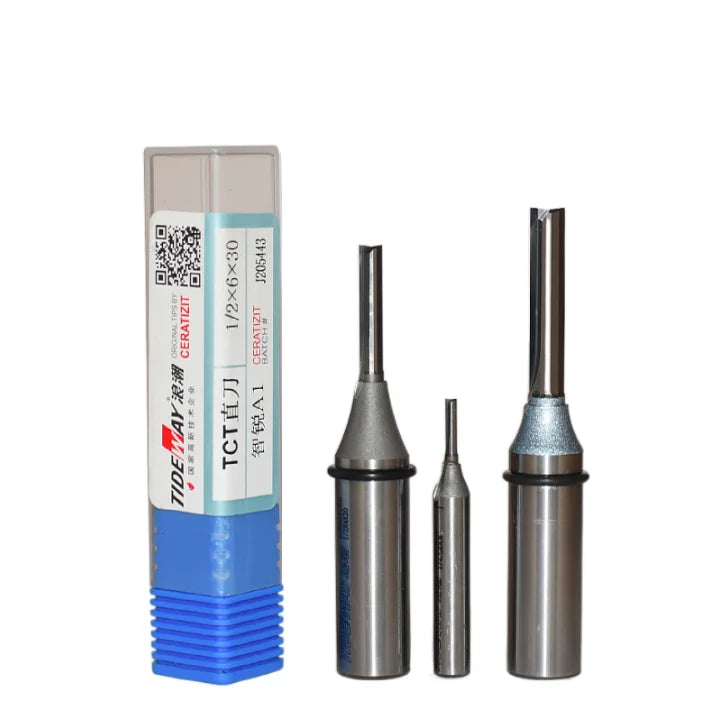 Tideway Industries Grade 1/4 1/2 Inch Shank 2 Flutes TCT Straight End Mill Woodworking Router Bit