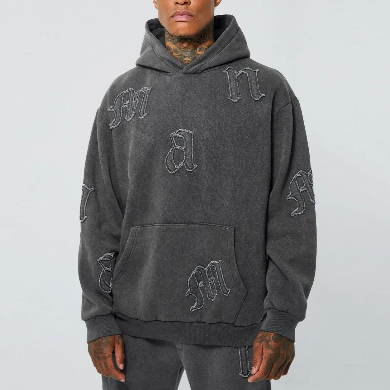 Custom OEM Oversized French Terry No String Pullover Vintage Wash Hoodie 100% Cotton Embroidery Men Heavyweight Acid Wash Hoodie