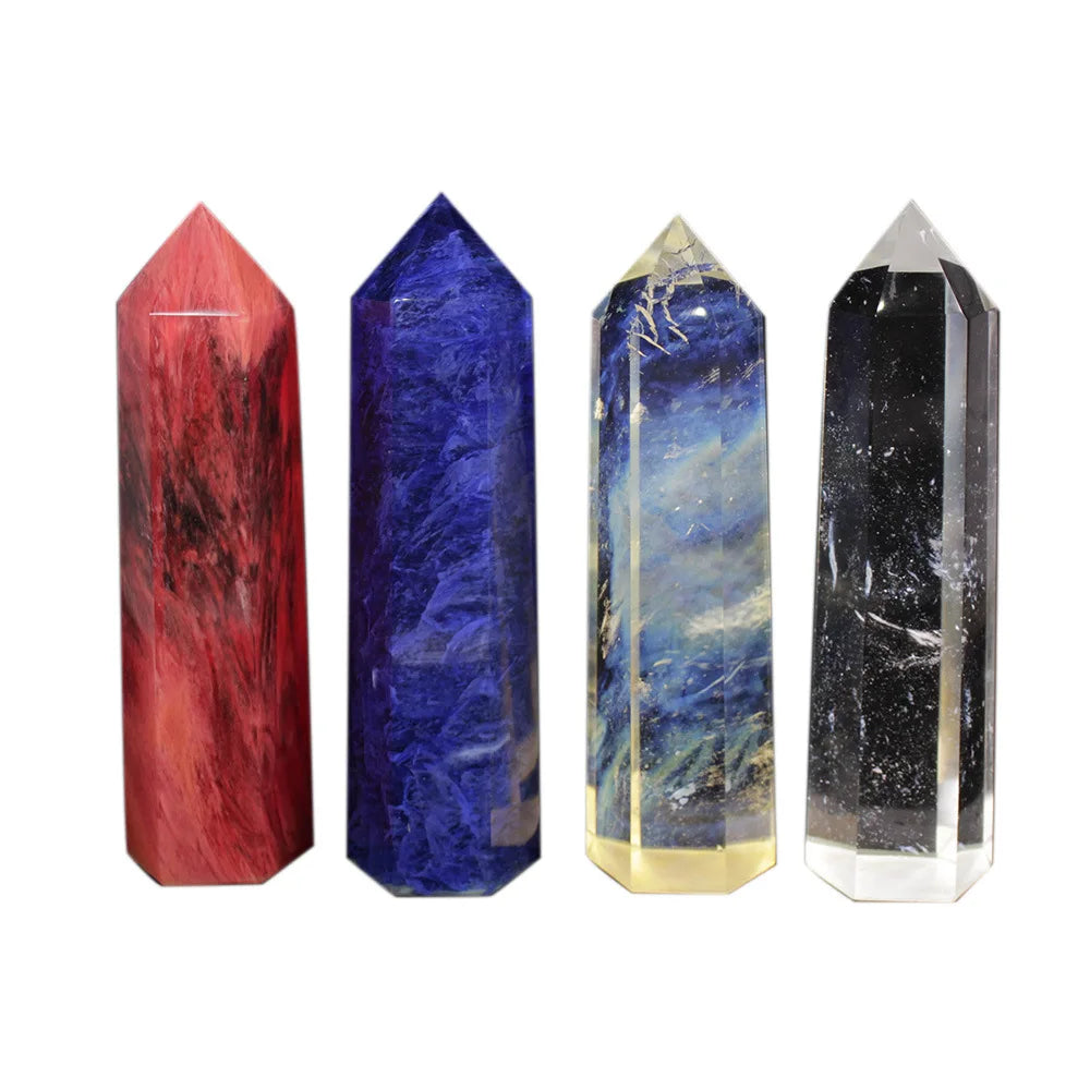 Healing Crystal Wands Prism Pointed Meditation Reiki Stone for Home Office Desk Decor Facet Tumbled Stone